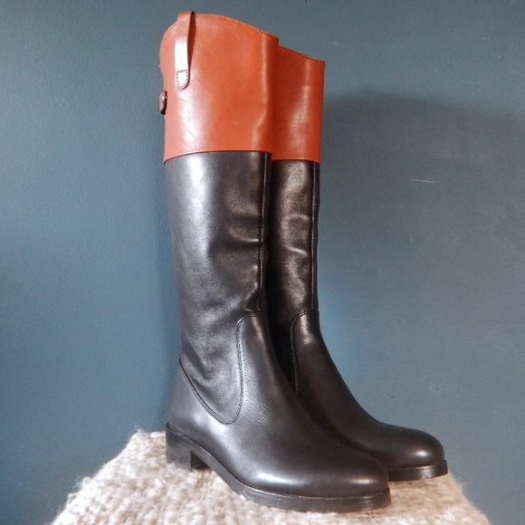 Halston Heritage Barbara Two-Tone Leather Boots - Picture 2 of 8